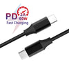 USB-C to USB-C 60W Fast Charging Cable for iPad, iPhone 15, Samsung Galaxy - Black