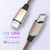 USB-C to Lightning Fast Charging Braided Cable for iPhone/iPad/iPod - White